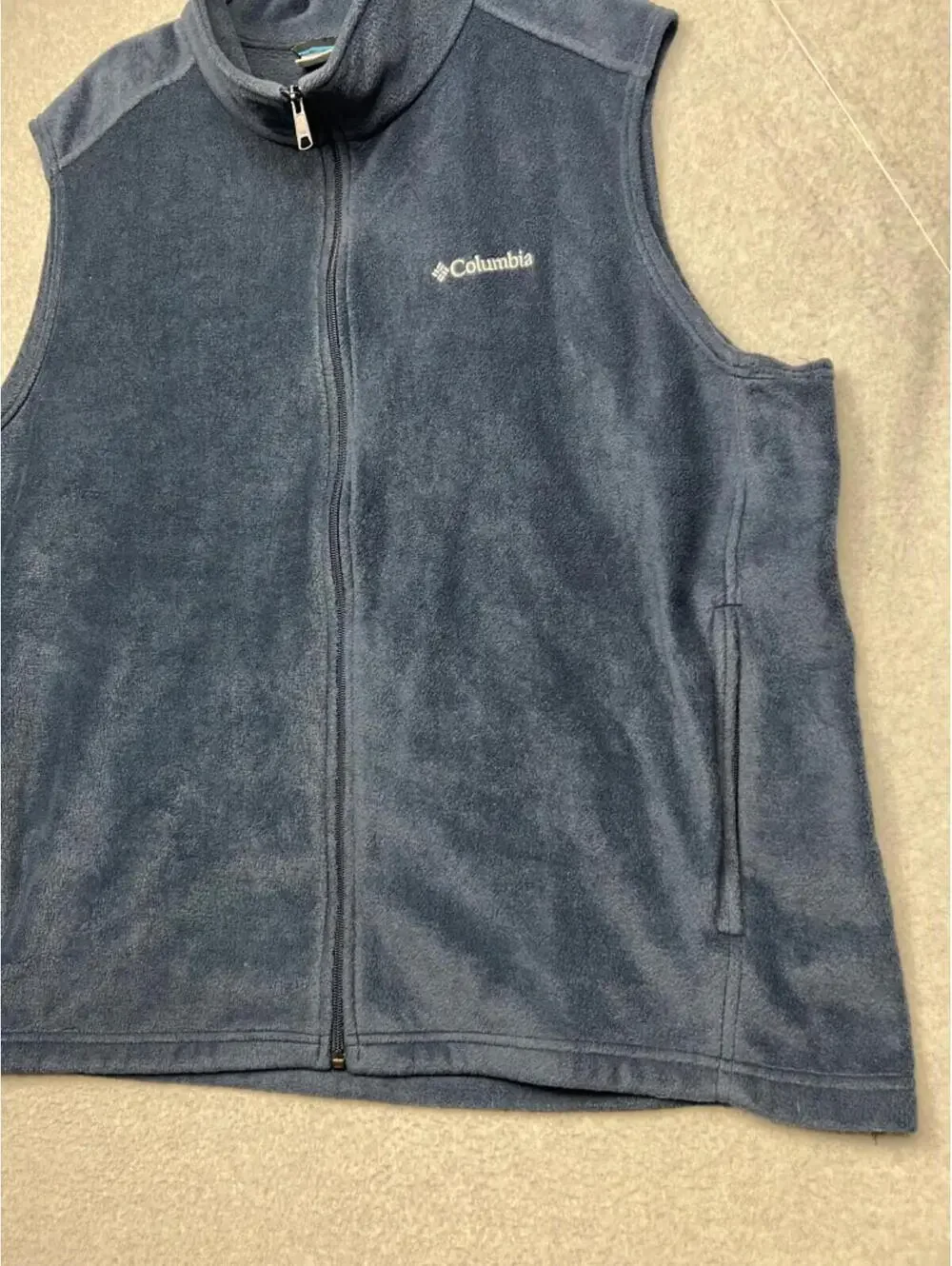 Columbia Mens Full Zip Fleece Vest 3X Casual Classic Sleeveless Blue Outdoor